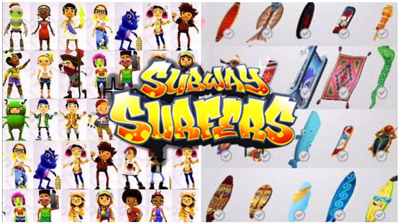 Subway Surfers Tour of All My Characters, Character Outfits, Hoverboards and Board Upgrades