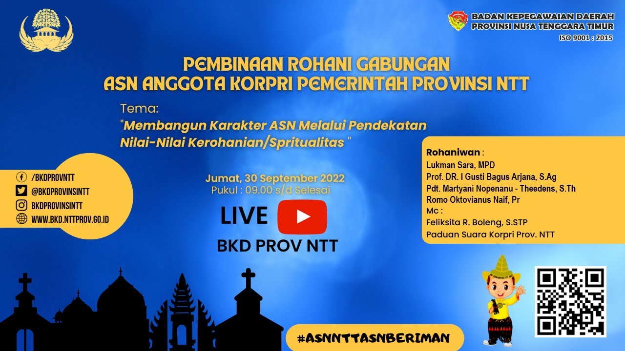 Pembinaan Rohani Gabungan ASN Provinsi NTT-30/09/2022 | Badan Kepegawaian Daerah Provinsi NTT