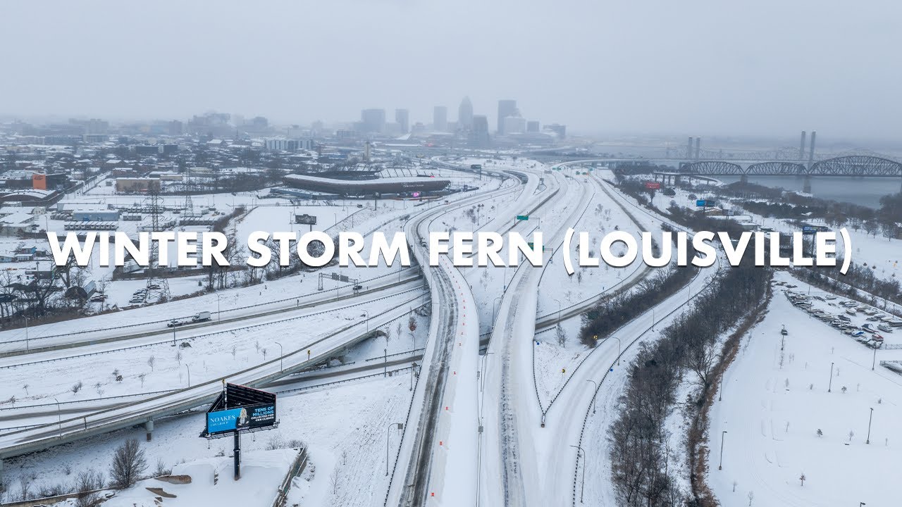 Winter Storm Fern in Louisville Drone Video