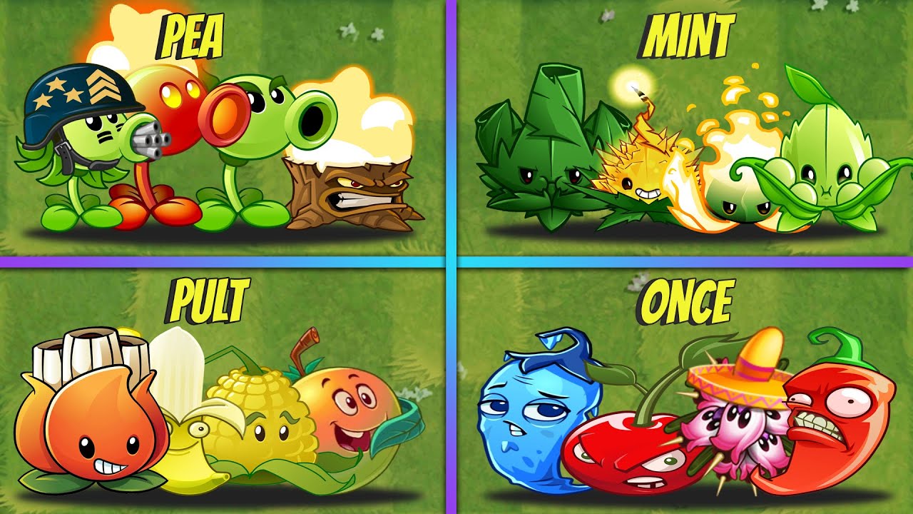 4 Team Pea x Mint x Once x Pult Battlez - Who Will Win? - PvZ 2 Team Plants vs Team Plants
