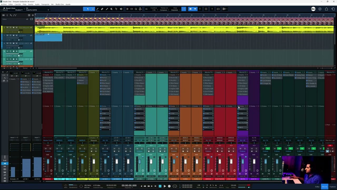 Template para grabar voces con capas o listas de reproducci&oacute;n en STUDIO ONE