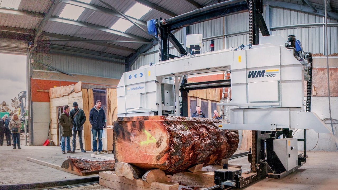 Sawmilling big hardwood logs in Scotland with Wood-Mizer WM1000 Sawmill