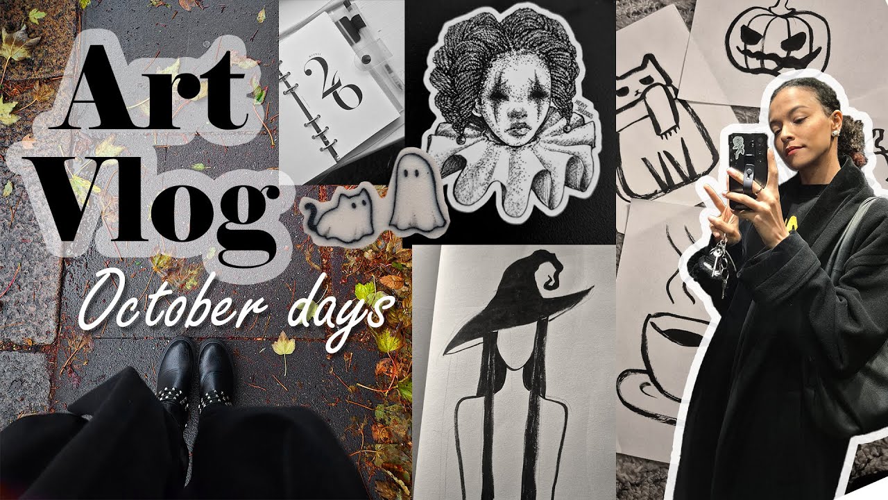 Art vlog: October days spent drawing, scrapbooking, receiving new products🎃 | The Artist's Life