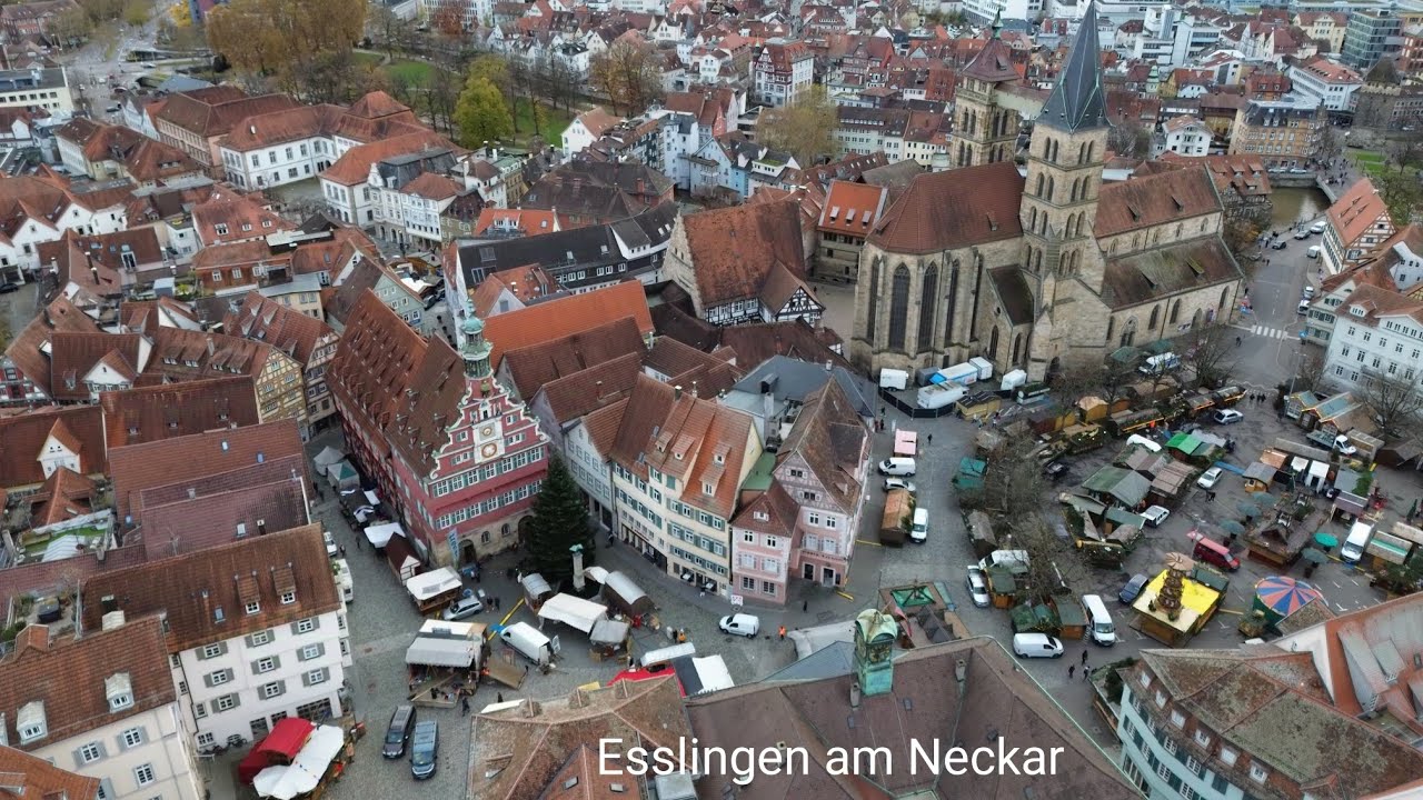 Esslingen am Neckar, Germany. Drone flight. DJI. Mavic 3. Travel to Europe