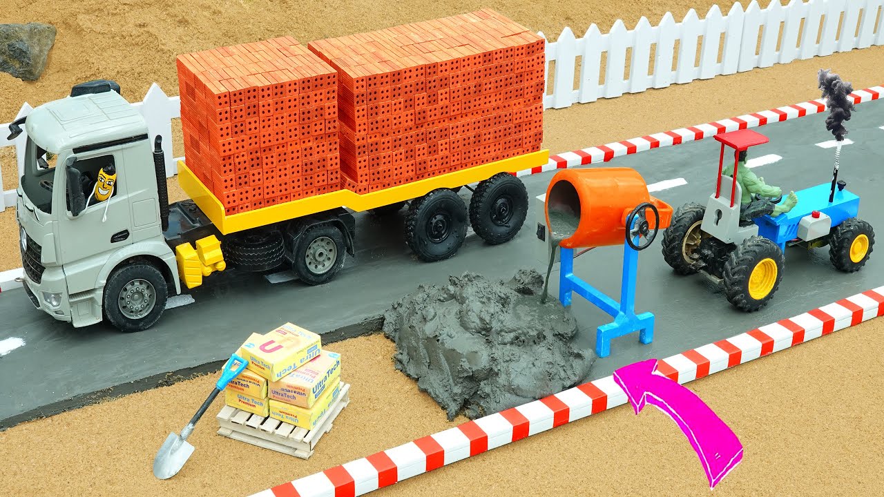 DIY Truck Full of Bricks Gets Stuck on a Rocky Road - Road Science Project Rescues Truck