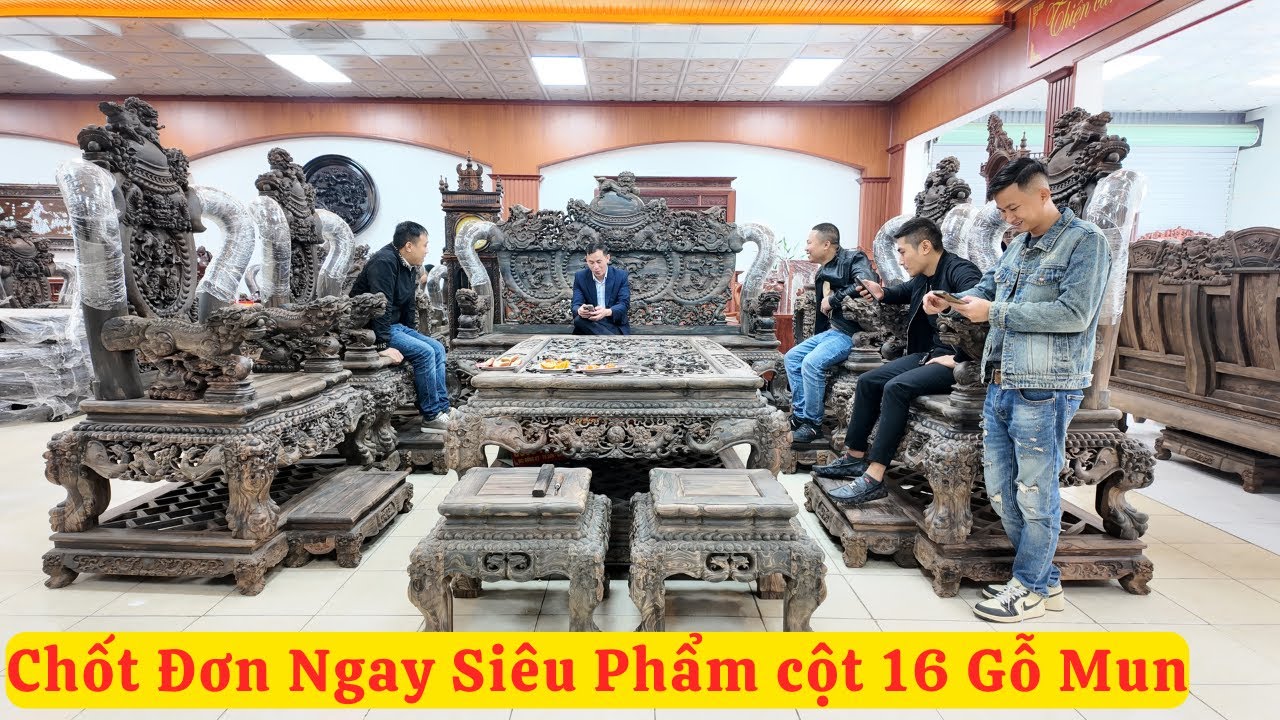 Chốt Đơn Nghê Bảo Đỉnh Cột 16 Gỗ Mun Cho Các Bác Đến Từ Sóc Sơn ( đồ gỗ đồng kỵ mạnh kha )