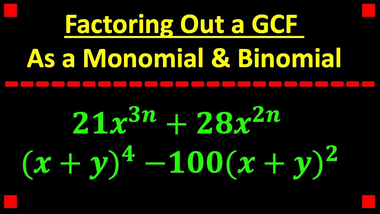 Factoring a GCF that is a Monomial and/or a Binomial