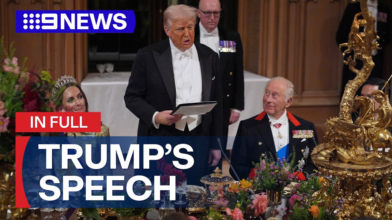 IN FULL: Donald Trump delivers speech at state banquet | 9 News Australia