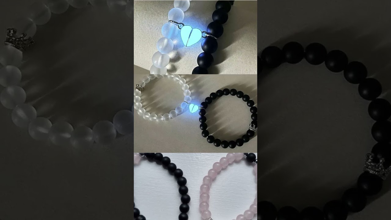 2pcs creative glowing magnetic heart charm pendant bracelet, couple bracelet glowing heart charm.