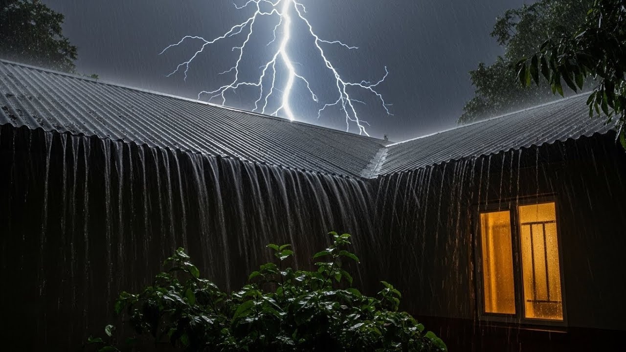 Heavy Rainstorm on Tin Roof 🌧️ Deep Sleep Sounds for Relaxation & Calm Night #1