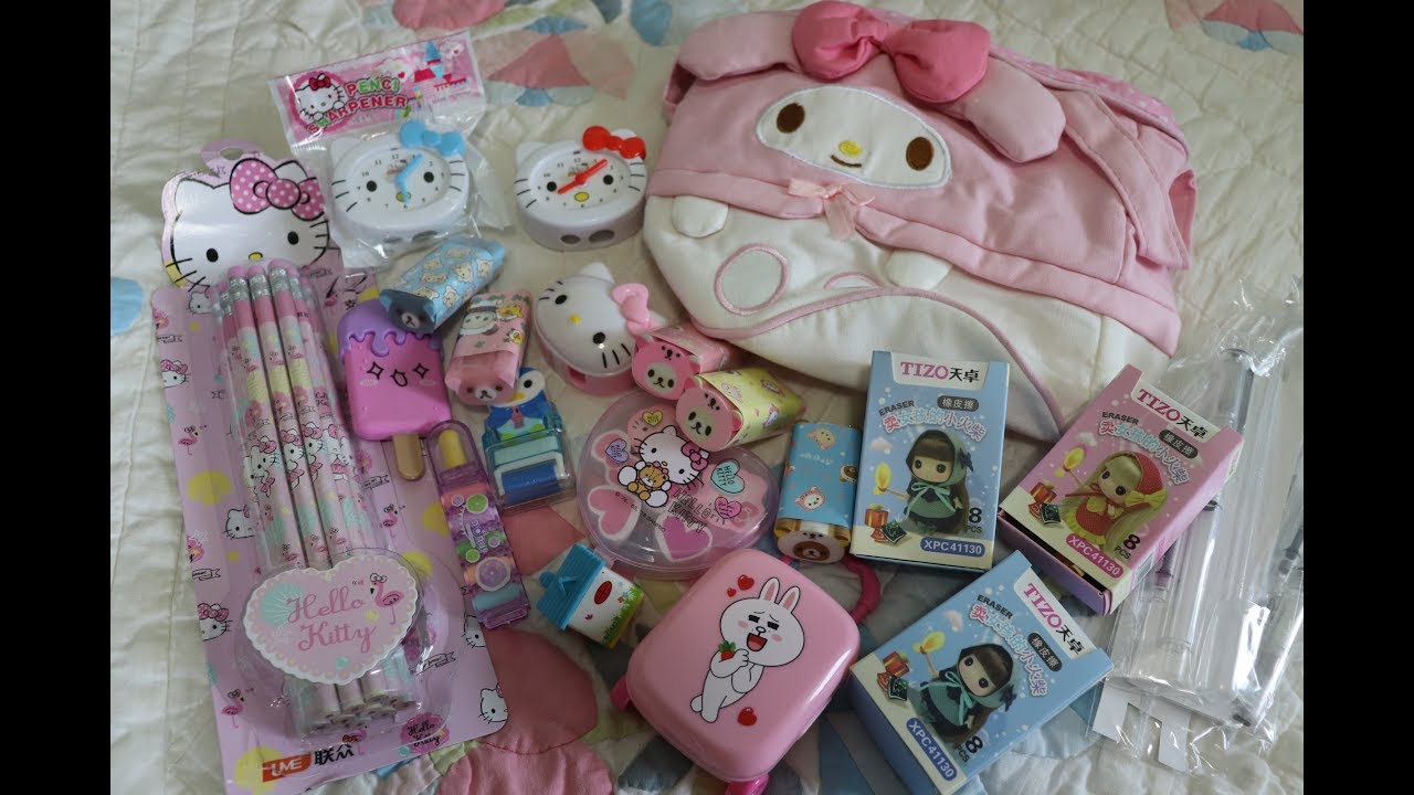 HUGE Kawaii Aliexpress stationery Haul! Hello Kitty My Melody Rilakkuma so many kawaii things!