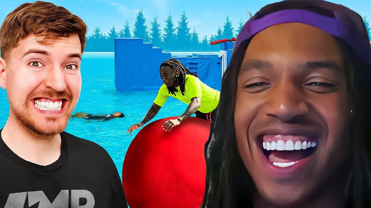 B LOU Reacts To AMP EXTREME WIPEOUT WITH MRBEAST