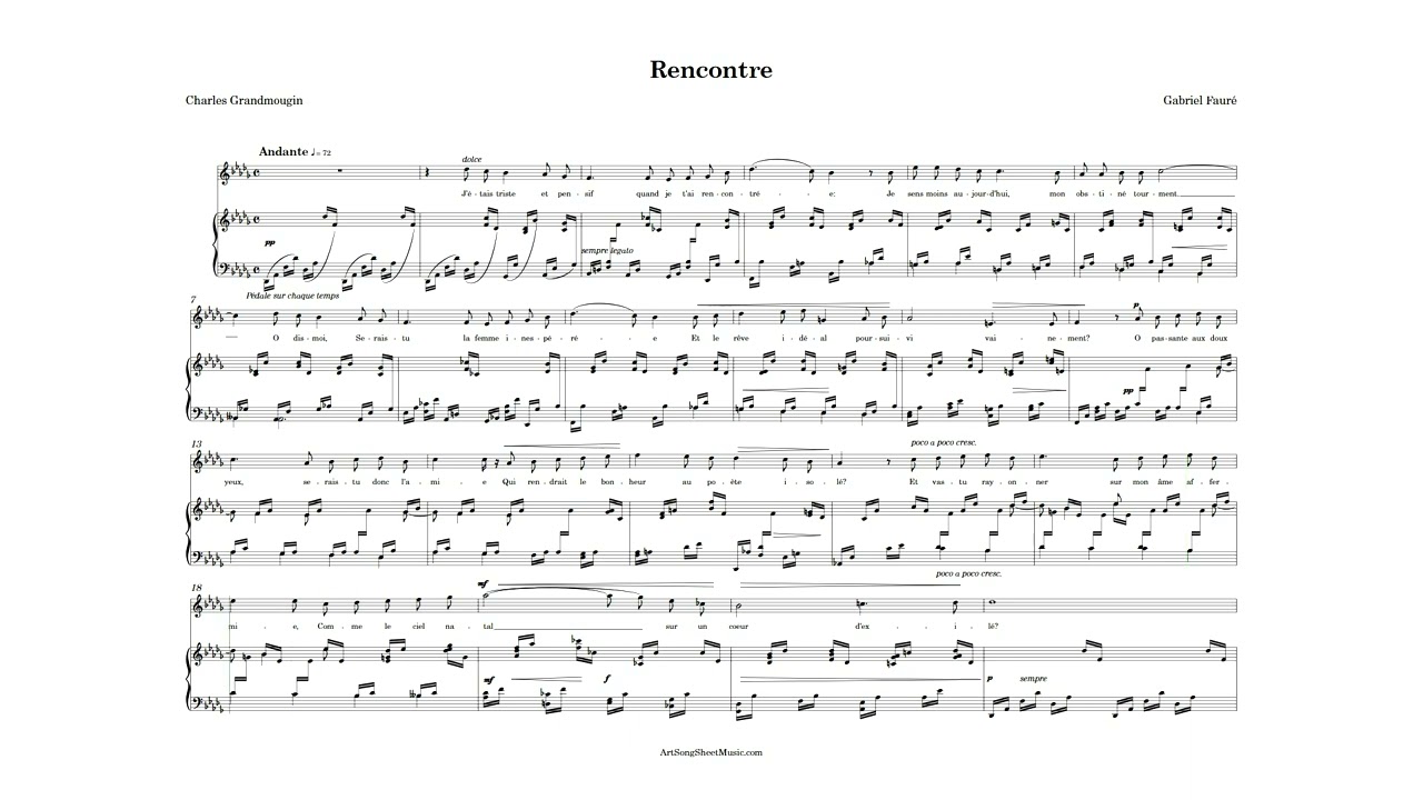 Rencontre accompaniment Db major with vocal line - Faur&eacute;