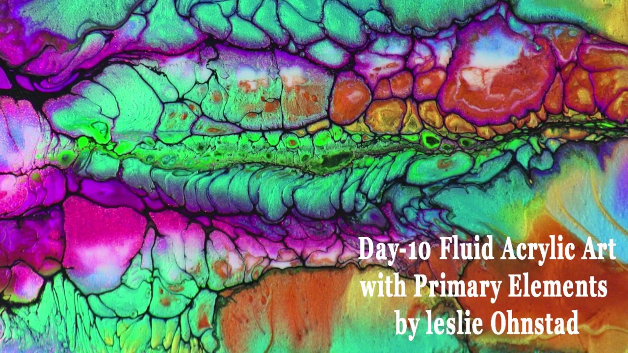 Day #10 Fluid Arte Acrylic -Iridescent Floetrol- Detail- Swipe- by Leslie Ohnstad