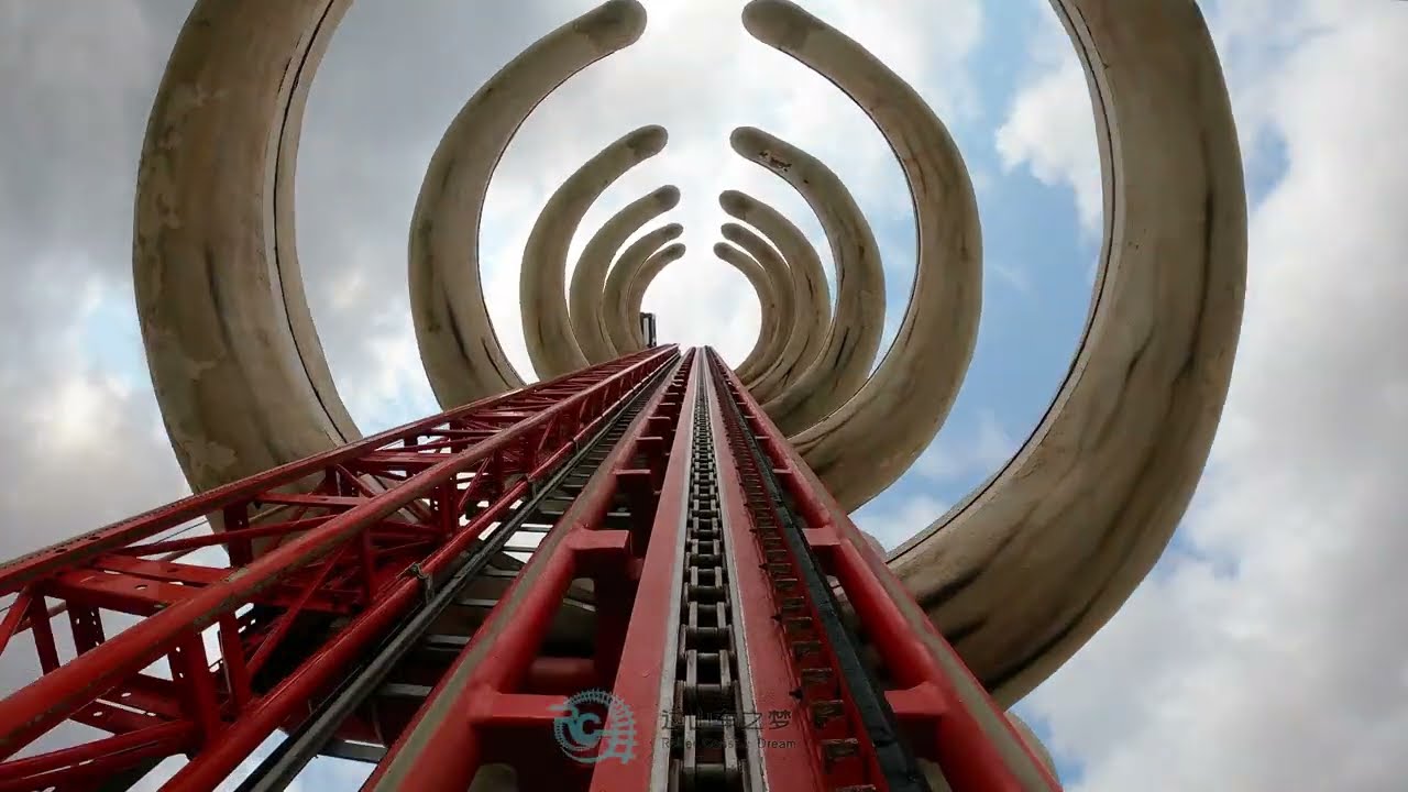 Intamin Vertical Coaster POV! Whale Breaking the Sky - Roller Coaster at Hainan R&F Ocean Paradise