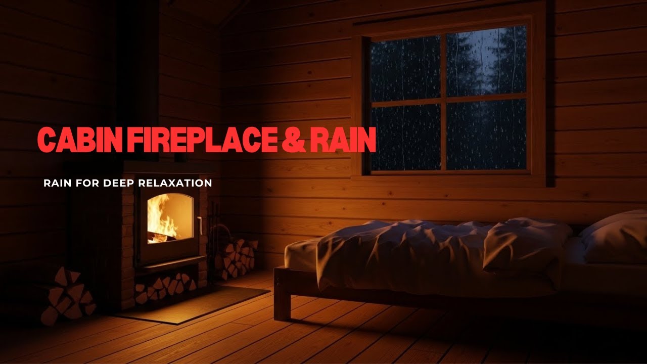 Cabin Fireplace & Rain for Deep Relaxation