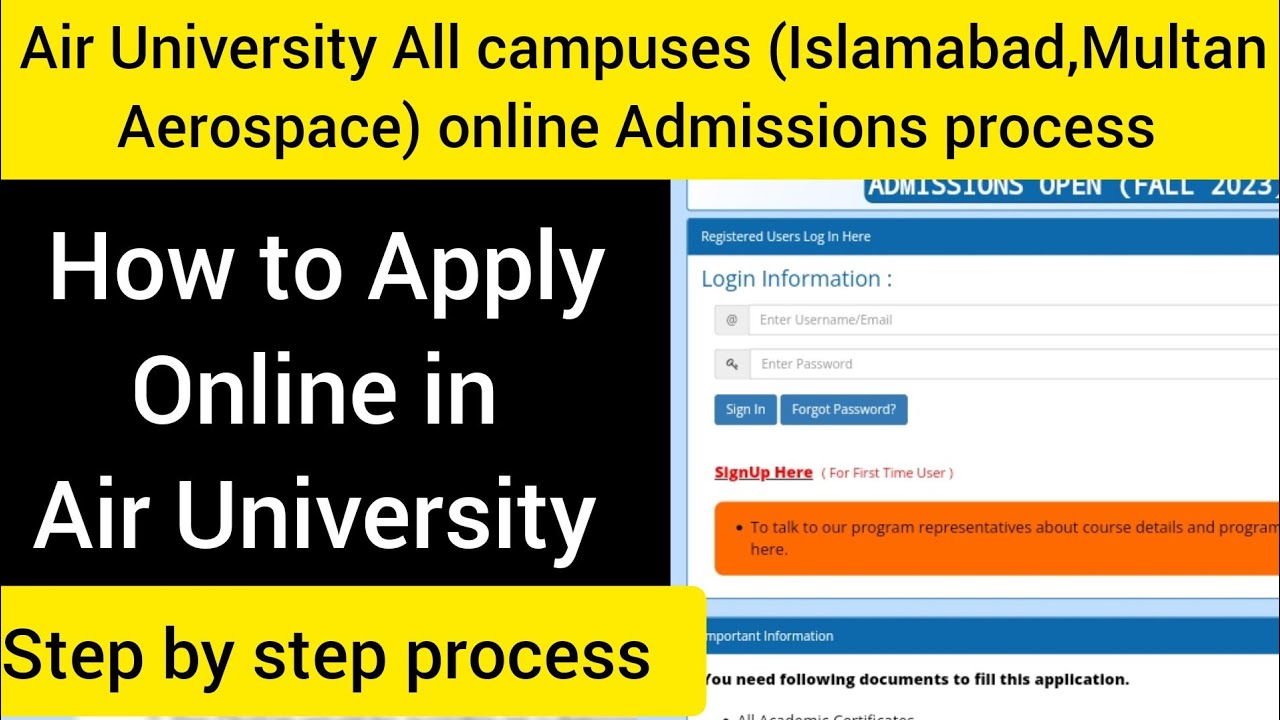 How To Apply in Air University online Admission 2025 | All Campuses step by step process