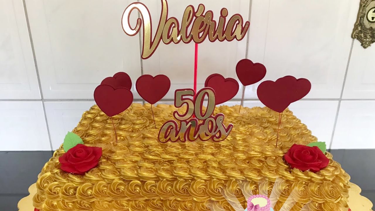 BOLO DOURADO COM VERMELHO | ESPECIAL 50 ANOS
