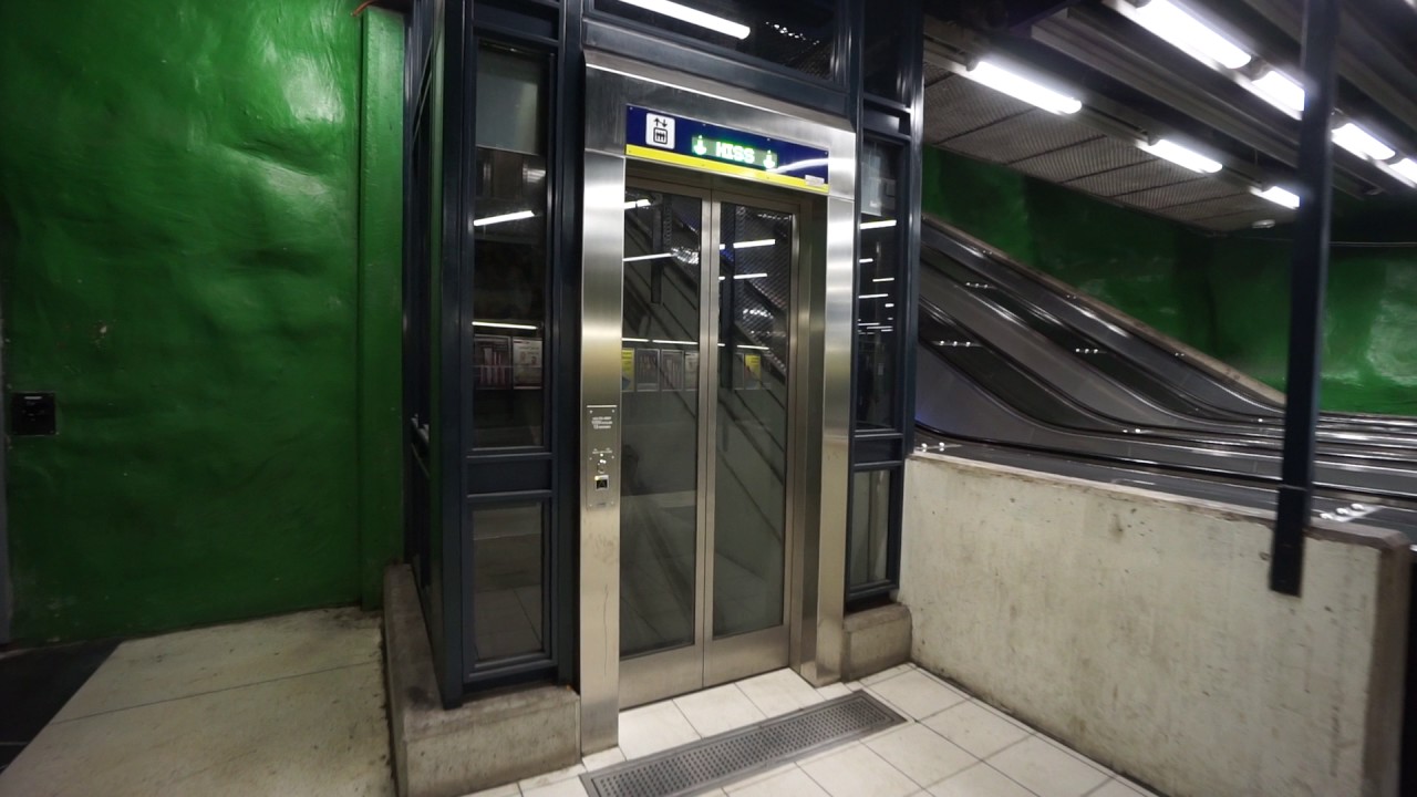 Sweden, Stockholm, Alby Subway Station, SMW incline elevator - going up