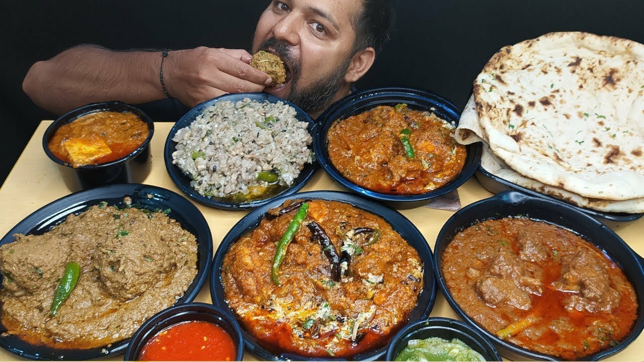 MUTTON KORMA, MUTTON KEEMA, CHICKIN KOFTA, CHICKEN KADAI, RUMALI ROTI, NAAN EATING | Mukbang Asmr