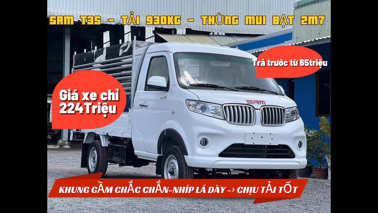 "SRM T35 – Xe tải nhẹ 930kg, thùng mui bạt 2m7 siêu tiện lợi!"