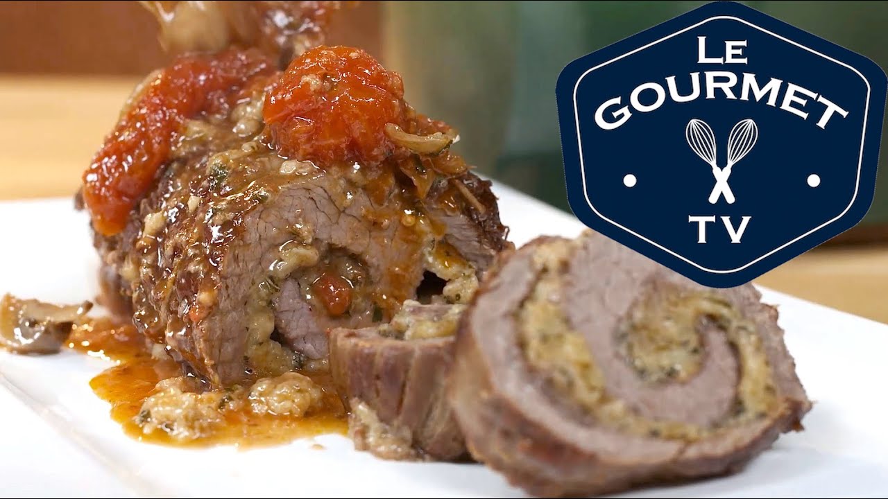 Braised Flank Steak Braciola Braciole Stuffed with Basil and Mozzarella Recipe