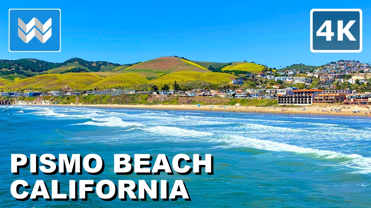 [4K] Pismo Beach Pier California USA - Walking Tour Vlog & Travel Guide - Treadmill Workout