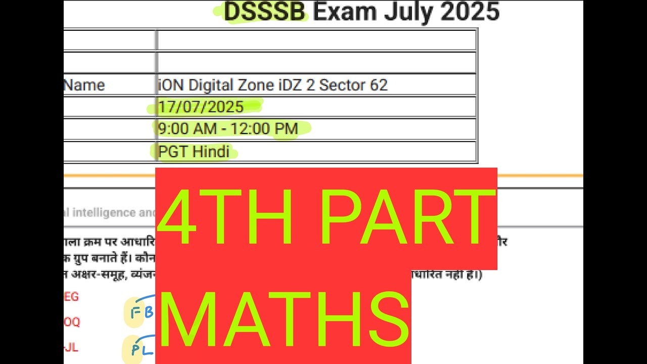 DSSSB 17 July 2025 MATHS PART 4 । PGT HINDI ।1ST SHIFT