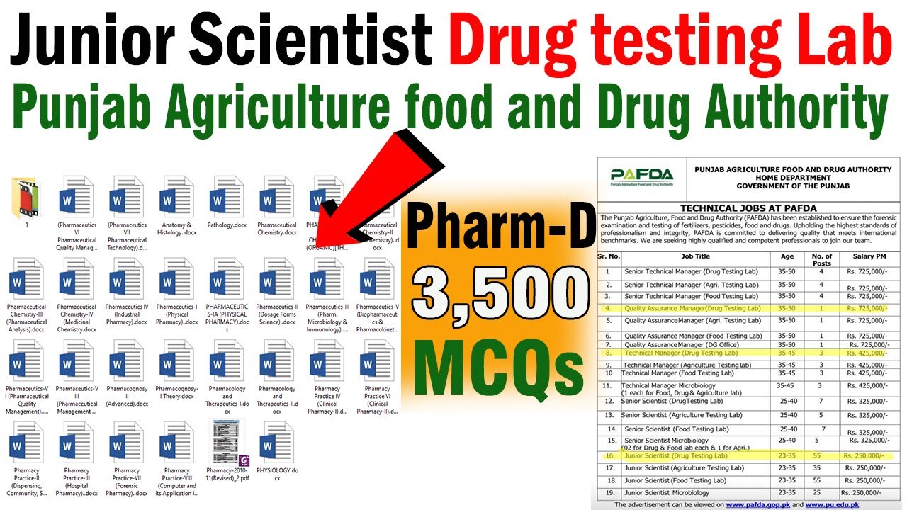 Junior Scientist Drug Testing Lab Punjab Agriculture, Food, and Drug Authority (PAFDA) Job MCQs Bank