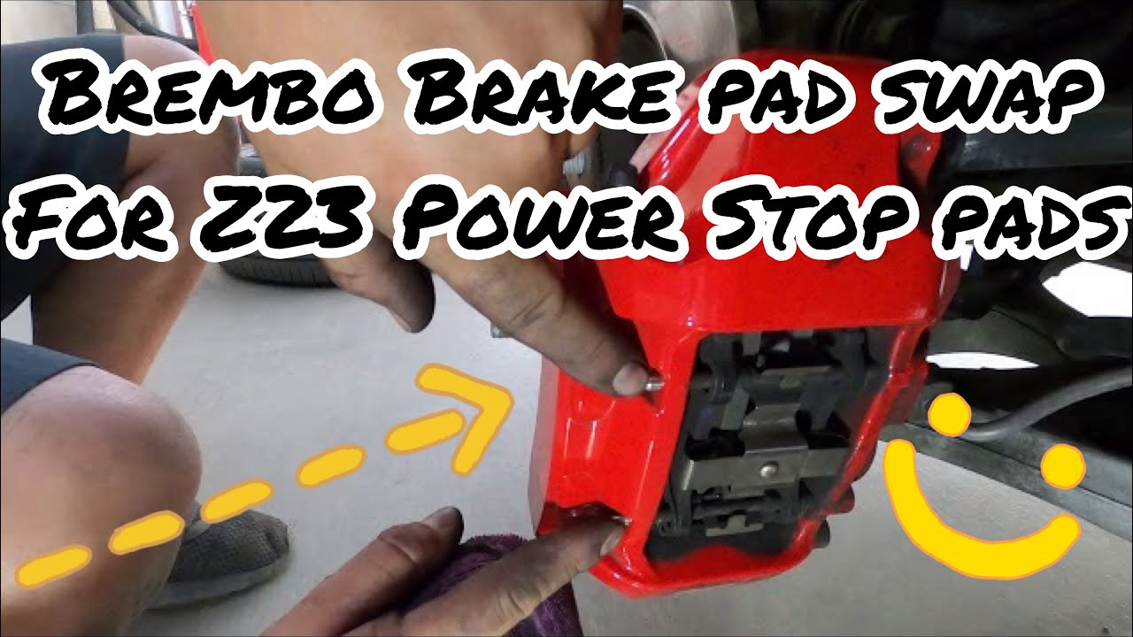 Swapping my Brembo brake pads to Power Stop pads. No more dust!!
