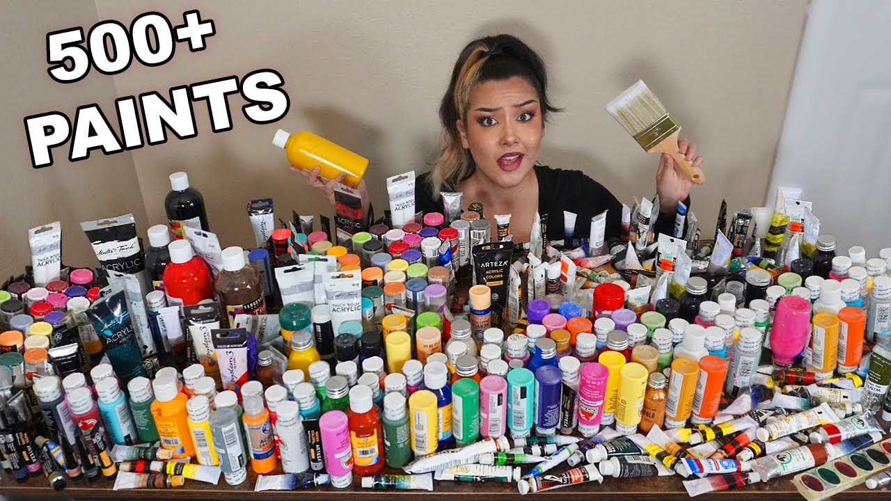 Using EVERY SINGLE Paint I Own On ONE PAINTING! (acrylic, watercolor &oil)