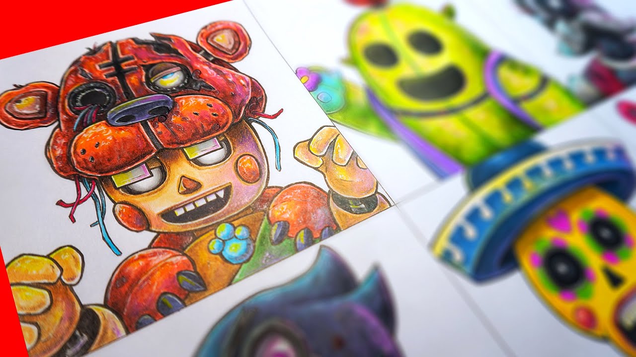 Drawing BRAWL STARS Characters as FNAF MONSTERS (Five Nights at Freddy's)