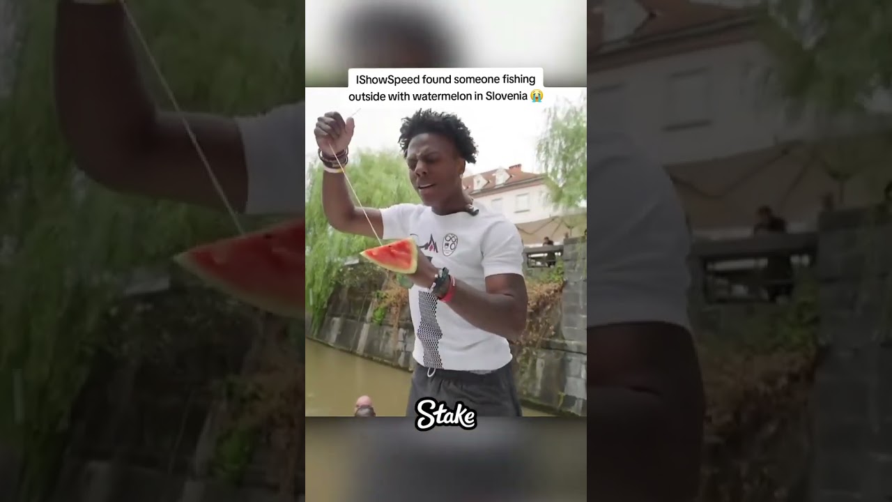 IShowSpeed Catches a Man Fishing with WATERMELON in Slovenia 😂🎣 #ishowspeed #shorts #slovenia