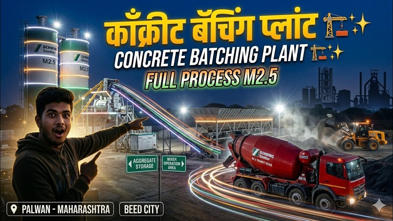 Schwing Stetter M2.5 Concrete Batching Plant | काँक्रीट प्लांट कसा काम करतो | Full Process Marathi