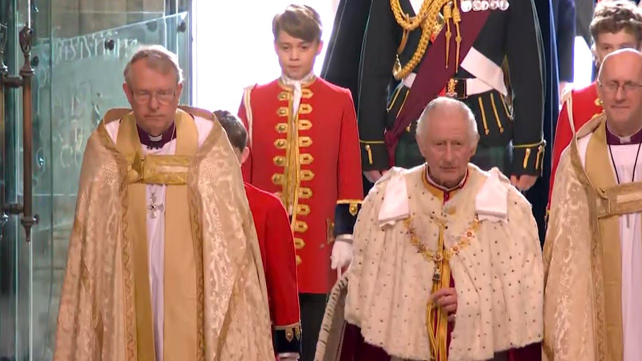 Prince George Holds King Charles' Robe as He Enters Coronation