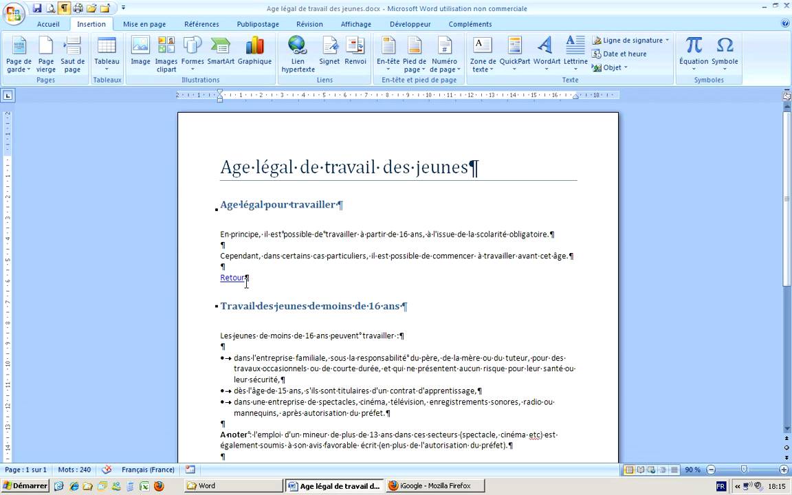 Word - Signet et Lien HyperTexte