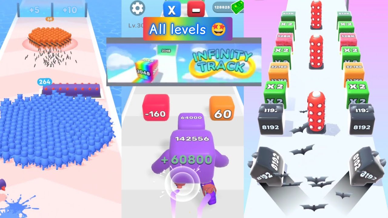 All levels gameplay count master 3D vs jelly run 2048 vs level up runner max level gameplay battle 