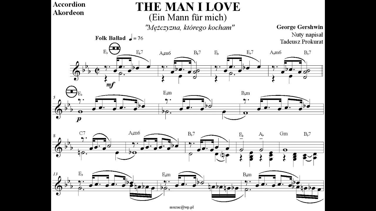 The Man I Love - George Gershwin (Akordeon - Nuty) (Folk Ballad)