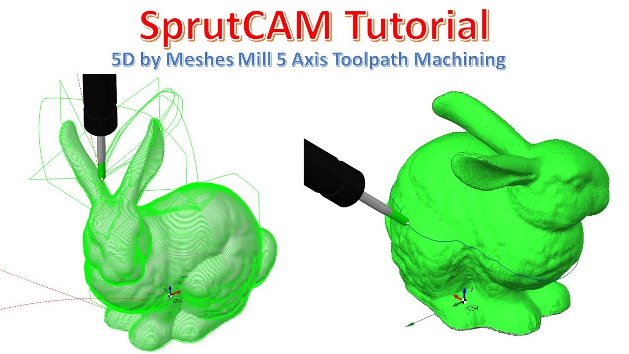 SprutCAM Tutorial #108 | 5D by Meshes Mill 5 Axis Toopath Machining