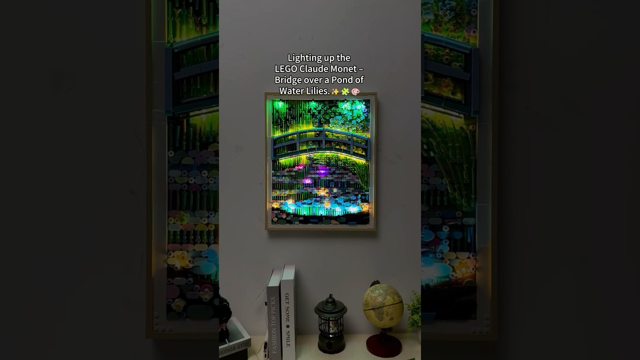 Светящаяся настенная модель LEGO Клода Моне &mdash; Мост через пруд с водяными лилиями. #lego #brickbling