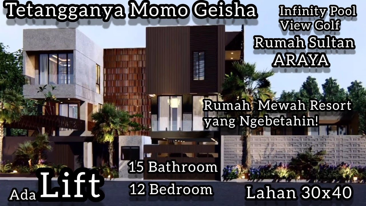 Desain Rumah Mewah di Lahan 1200m2 Infinity Pool, View Golf di Araya Malang Bapak Adi