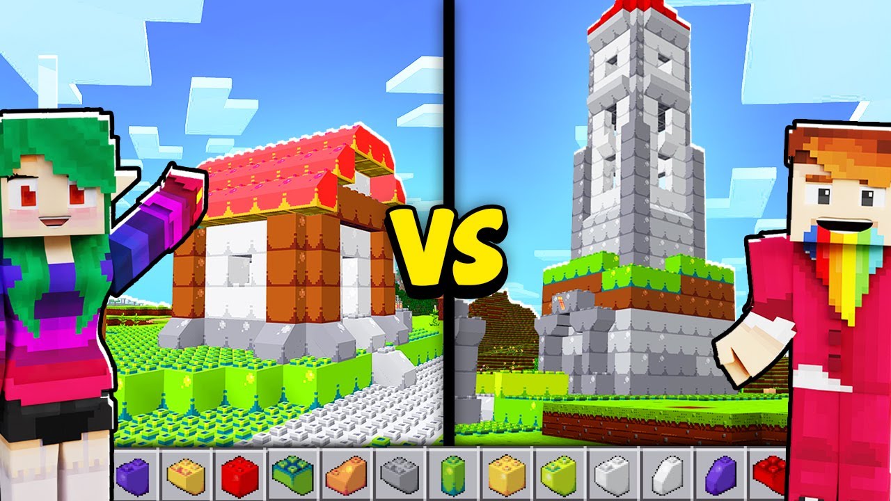 DOMEK Z LEGO w Minecraft! CHŁOPAK VS DZIEWCZYNA | CZOKO VS NALI