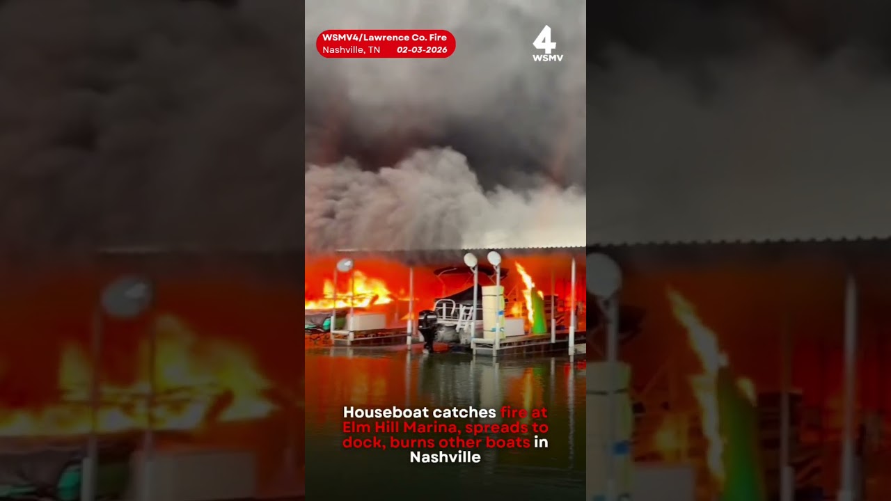 Houseboat catches fire at Elm Hill Marina in Nashville, spreads to dock, burns other boats