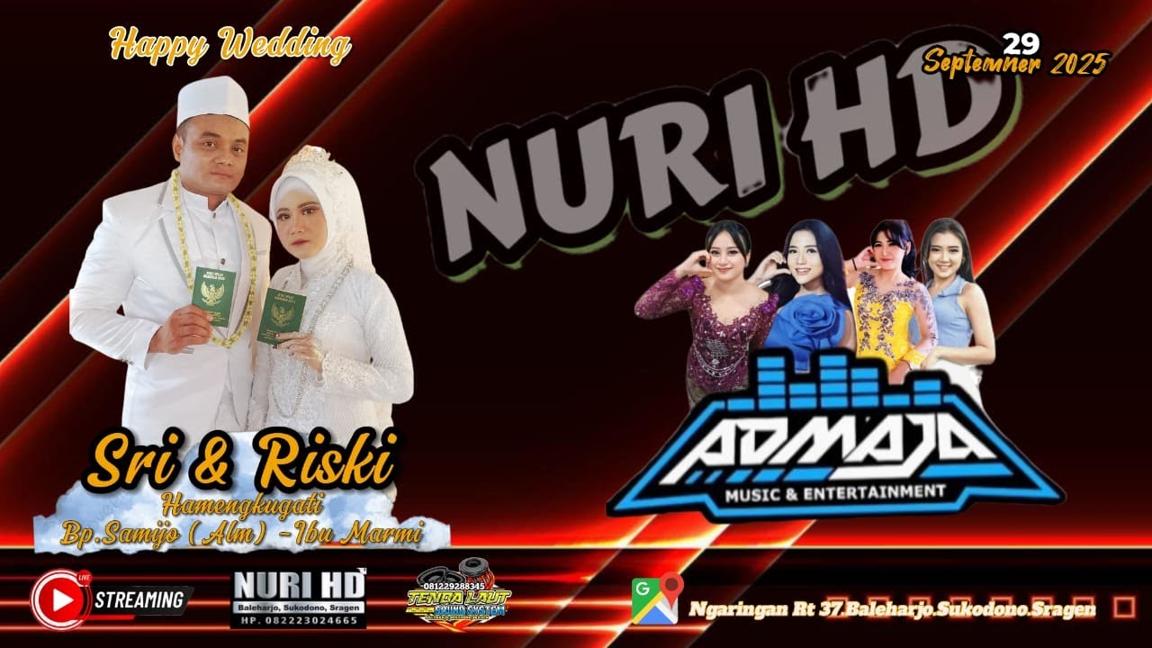 LIVE!!!!ATMAJA MUSIK "PERNIKAHAN"SRI & RISKI"TENDA LAUT PRO AUDIO"NURI HD"BALEHARJO.SUKODONO.SRAGEN