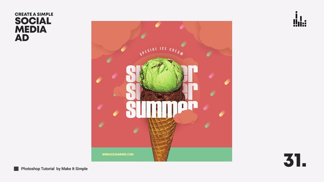 Photoshop Tutorial: Simple Social Media Ads Design #31 (FREE PSD TEMPLATE)