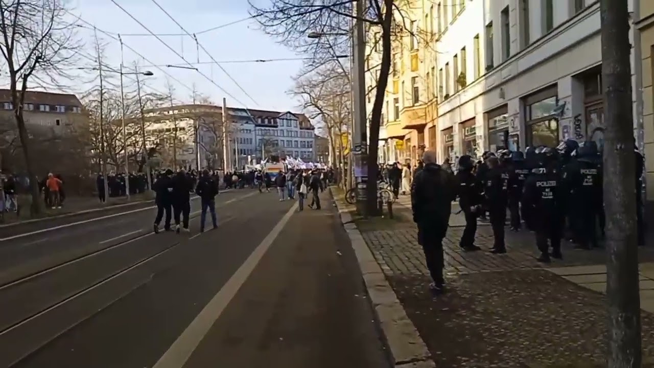 Полиция на демонстрации в Лейпциге 17.01.2026