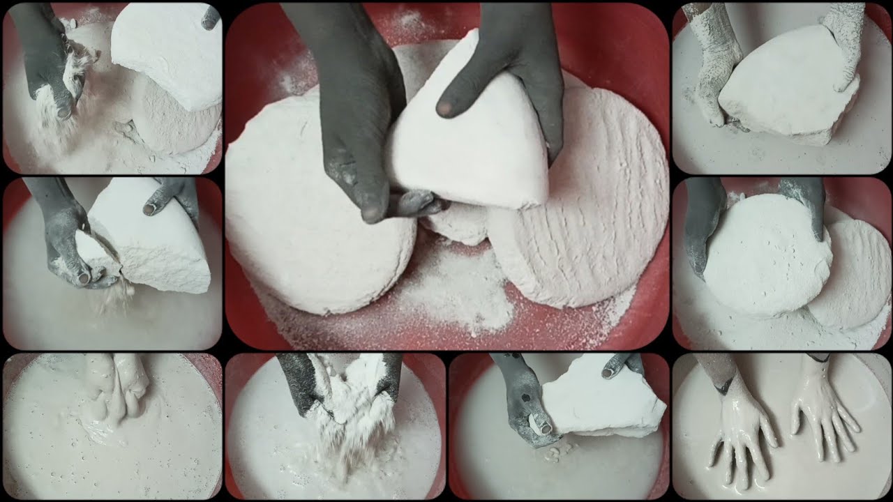 Soft Powdery🤤Creamy White Cement Dry+💦 Crumbling ASMR #923