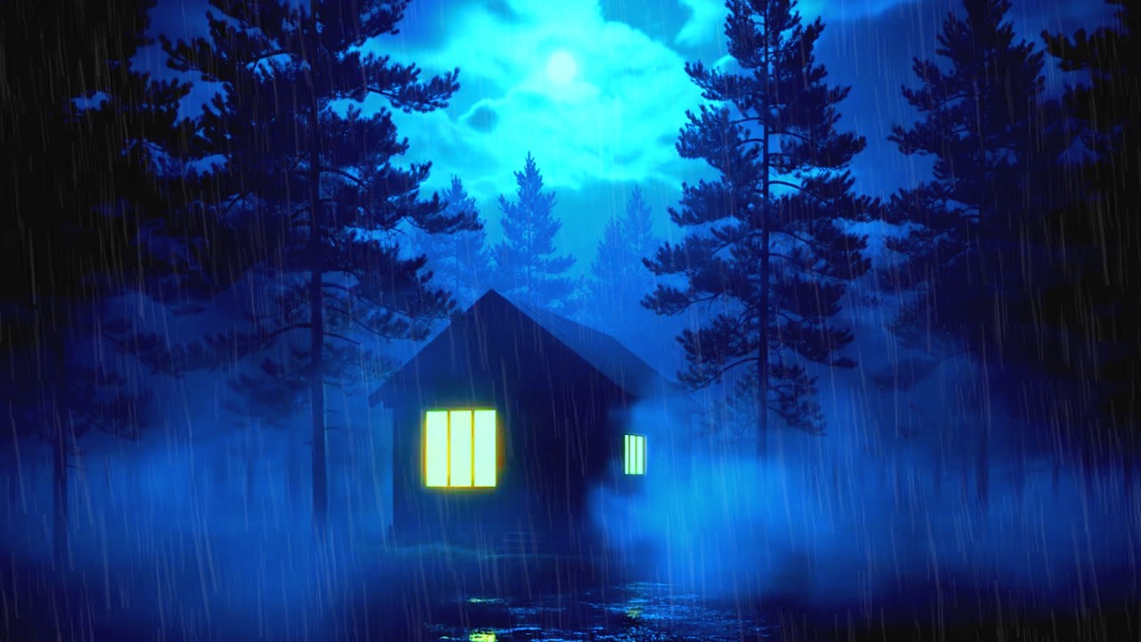 3 Hours of Rain on Roof 🌧 Dark Forest Cabin Ambience for Deep Sleep