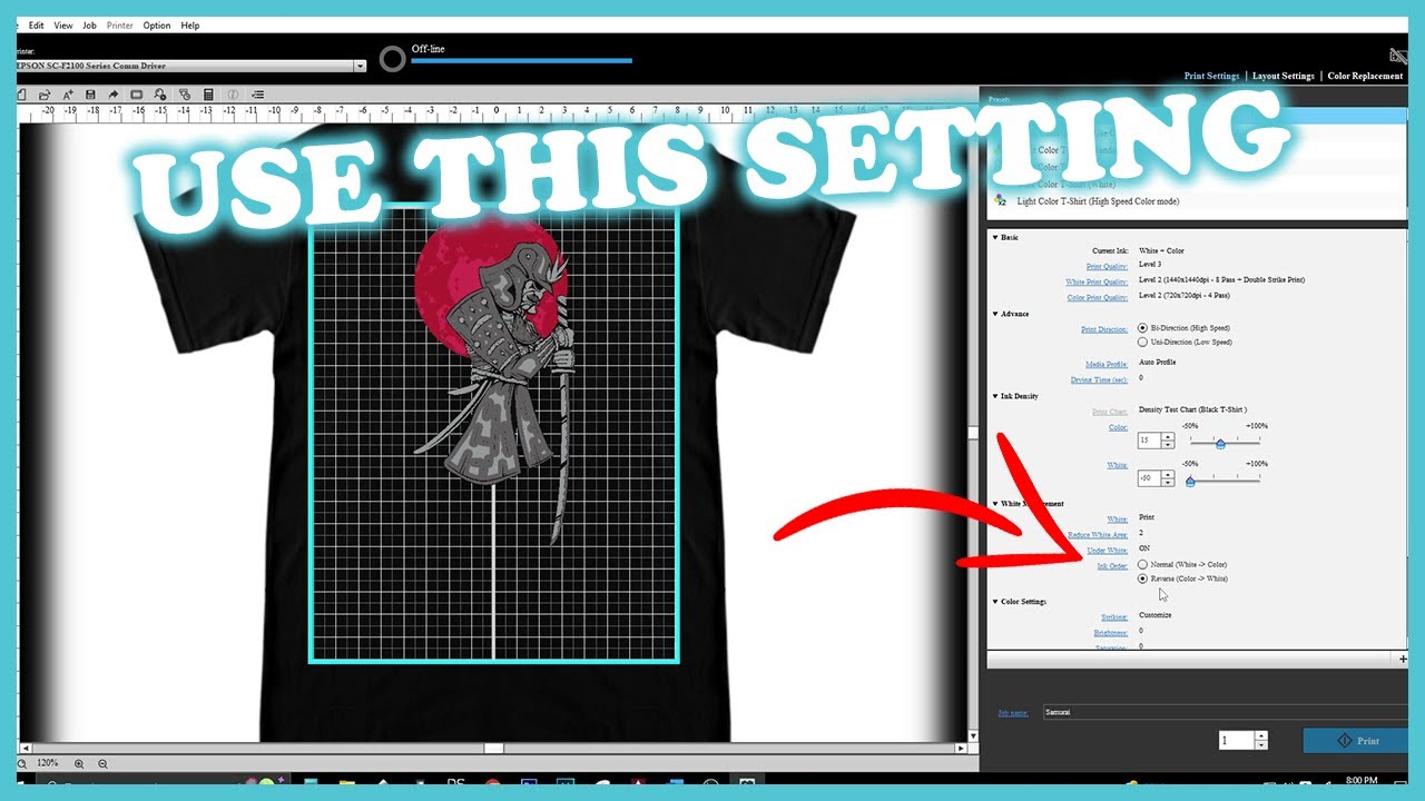 Direct to Film (DTF) Settings in Garment Creator for the Epson F2100 - Quick Demonstration