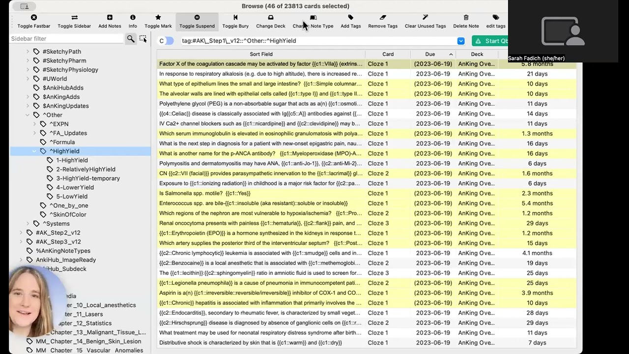 Workflow for studying ONLY high yield tags in ANKING Step 1